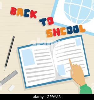Geöffneten Notizbuch zurück zu Schule-Bildung-Banner Stock Vektor