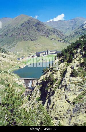 Vall de Nuria, Gerona Provinz, Katalonien, Spanien. Stockfoto