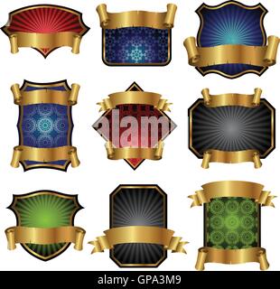Vektor-Illustration von Etiketten mit Golden Banner Stock Vektor