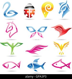 Vektor-Illustration der bunte abstrakte tierische Symbole Stock Vektor