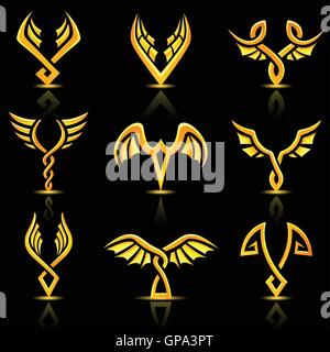 Vektor-Illustration von golden glänzende abstrakte Flügel Stock Vektor