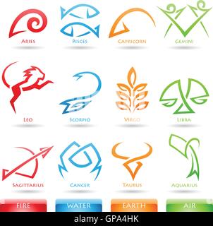 Vektor-Illustration der vereinfachenden Sterne Tierkreiszeichen isoliert auf weißem Hintergrund Stock Vektor