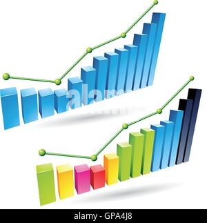 Vektor-Illustration von bunten 3d Stat Balkendiagramme Stock Vektor