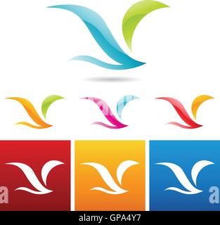 Vektor-Illustration von glänzenden abstrakte Vogel icons Stock Vektor