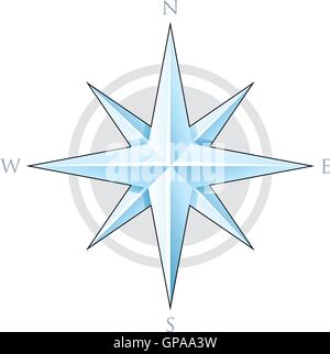 Illustration des Blue Kompass Star isoliert auf weißem Hintergrund Stock Vektor