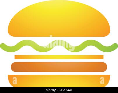 Illustration des Fast-Food-Burger-Symbol auf einem weißen Hintergrund isoliert Stock Vektor