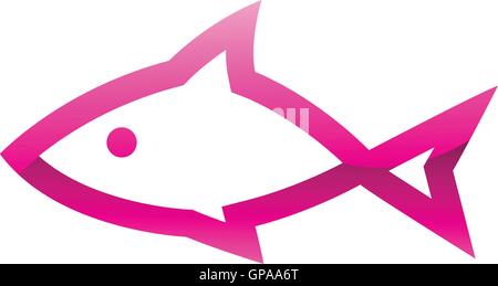 Illustration der rosa Fisch-Symbol auf einem weißen Hintergrund isoliert Stock Vektor