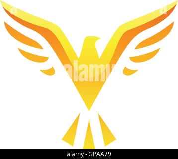 Illustration der gelbe Vogel-Symbol auf einem weißen Hintergrund isoliert Stock Vektor