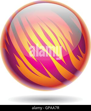 Illustration von Magenta und gelb Planet Kugel isoliert auf weißem Hintergrund Stock Vektor