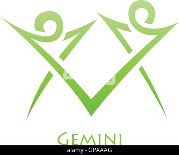 Darstellung der simplen Linien Gemini Sterne Sternzeichen isoliert auf weißem Hintergrund Stock Vektor