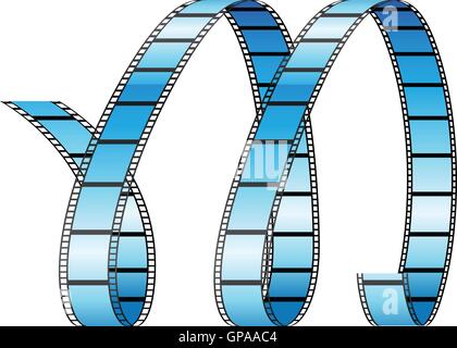 Illustration der Curly Film Reel bilden Buchstaben M isoliert auf weißem Hintergrund Stock Vektor