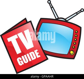 Abbildung von TV Guide und Fernsehen isoliert auf weißem Hintergrund Stock Vektor