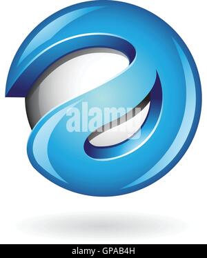 Runde glänzende Brief eine 3D-Form blaue Logo Vektor-Illustration Stock Vektor