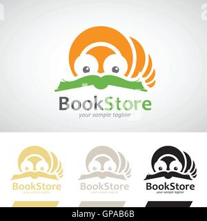 Bücherwurm liest eine Buch Logo Symbol Vektor-Illustration Stock Vektor