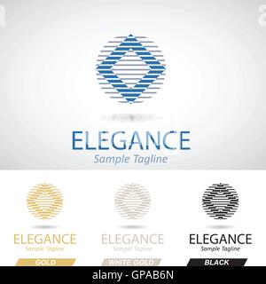 Runde und eckige Logo Symbol mit Streifenmuster-Vektor-Illustration Stock Vektor