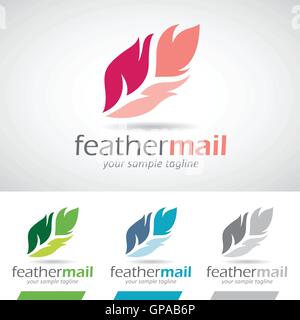 Bunten Cartoon Feder Logo Symbol Vektor-Illustration Stock Vektor
