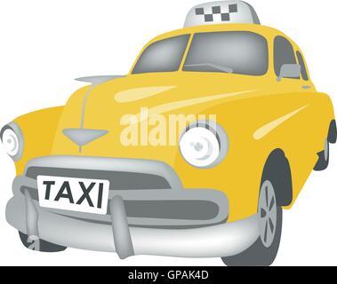 Gelbes Taxi Service alte Auto Vektor-illustration Stock Vektor