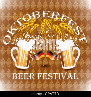 Vintage Stil Emblem mit Glas Bier. Stock Vektor