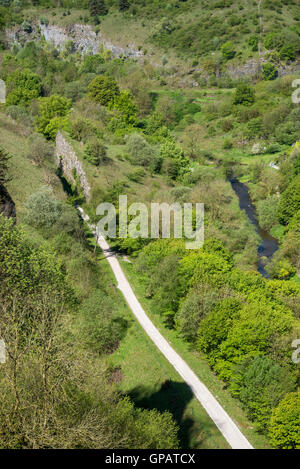 Der Monsal trail durch Chee Dale in der Nähe von Buxton im Peak District National Park. Stockfoto