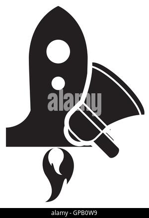 Raketen- und Megaphon Symbol Stock Vektor
