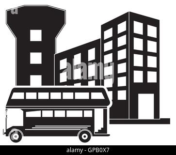 Bus und Flughafen-Symbol Stock Vektor