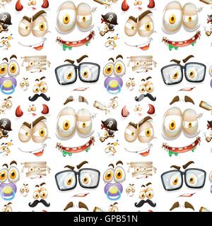 Nahtlose Hintergrund mit unterschiedlichen Gesichtsausdrücken illustration Stock Vektor