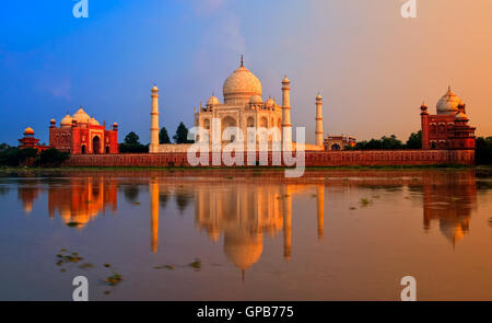 Taj Mahal, Agra, Indien, am Sonnenuntergang Stockfoto