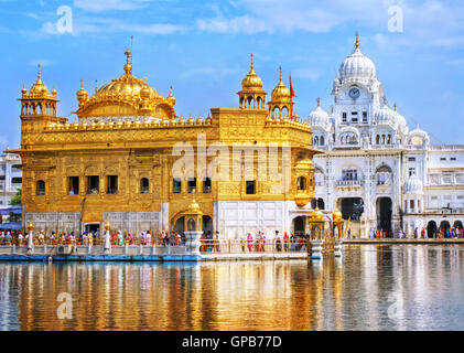 Golden Temple, das wichtigste Heiligtum der Sikhs, Amritsar, Indien Stockfoto