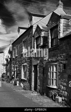 Stone Cottages auf der Heiligen Insel Lindisfarne, Northumberland, Nord-Ost-England, UK Stockfoto