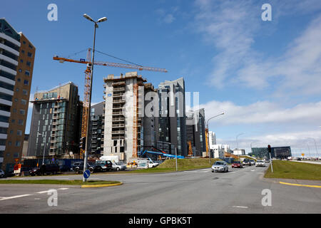 Neubau am Saebraut Ufer Reykjavik Island Stockfoto