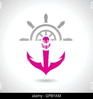 Vektor-Illustration eines Anker und Ruder-Symbol auf einem weißen Hintergrund isoliert Stock Vektor