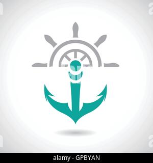 Vektor-Illustration eines Anker und Ruder-Symbol auf einem weißen Hintergrund isoliert Stock Vektor