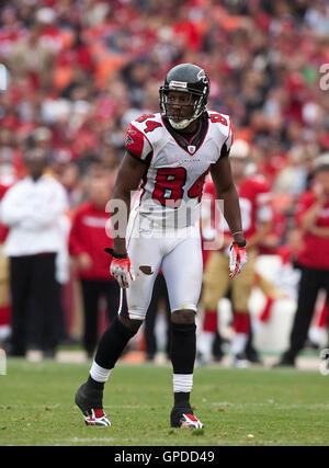 11. Oktober 2009; San Francisco, CA, USA;  Atlanta Falcons Wide Receiver Roddy White (84) im dritten Quartal gegen die San Francisco 49ers im Candlestick Park. Atlanta gewann 45-10. Stockfoto