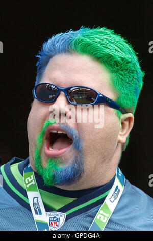 5. Dezember 2010; Seattle, WA, USA;  Seattle Seahawks Fan vor dem Spiel gegen die Carolina Panthers bei Qwest Field. Stockfoto