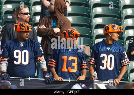 27. November 2011; Oakland, Kalifornien, USA; Chicago Bears Fans auf der Tribüne vor dem Spiel gegen die Oakland Raiders O.co Coliseum. Oakland besiegte Chicago 25-20. Stockfoto