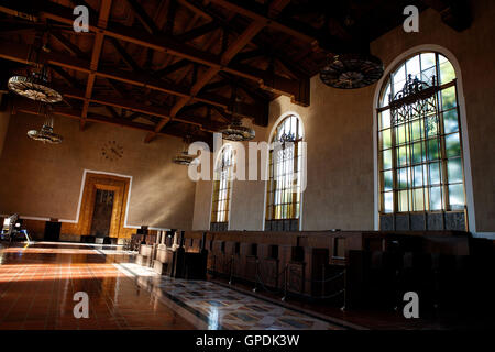 Innenraum der Union Station, Los Angeles, California, Vereinigte Staaten von Amerika Stockfoto