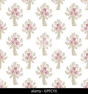 nahtlose Muster mit Apfelbäumen. Vektor Stock Vektor