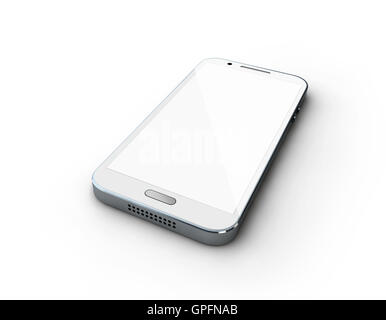 Weiße Telefon auf dem weißen Hintergrund Stockfoto