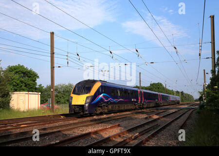 180113 Adelante Klasse, erste Hull Trains, East Coast Main Line Railway, Peterborough, Cambridgeshire, England, UK Stockfoto