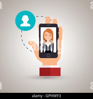 die Hand Smartphone Frau Medien Stock Vektor