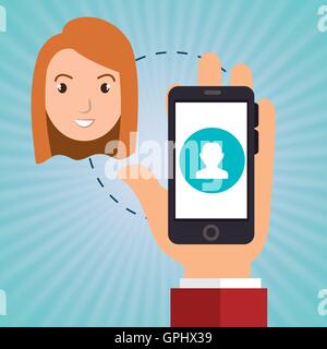 die Hand Smartphone Frau Medien Stock Vektor