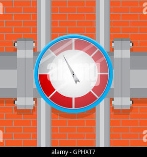 Anzeige auf dem Rohr mit Spektrum. Index und Zeiger, industrielle Indikator für eine Maßnahme, Vektor-illustration Stockfoto