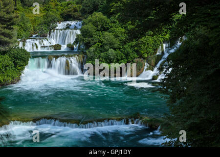 Die oberen Wasserfall Skradinski buk Wasserfall im Nationalpark Krka, Kroatien Stockfoto