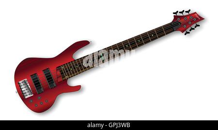 Eine generische sechs Zeichenfolge Holzkörper Bass-Gitarre Stock Vektor