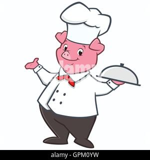 Cartoon Schwein Koch Stock Vektor