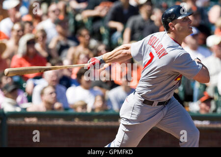 25. April 2010; San Francisco, CA, USA; St. Louis Cardinals linker Feldspieler Matt Holliday (7) während der siebten Inning gegen die San Francisco Giants im AT&T Park. St. Louis besiegt San Francisco 2-0. Stockfoto