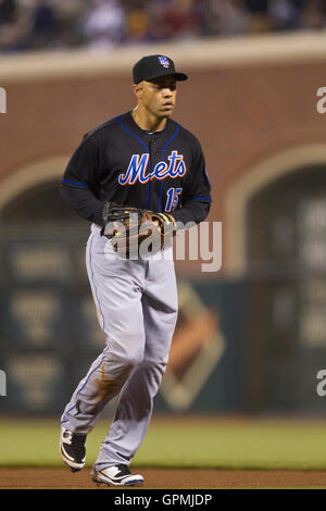 15. Juli 2010; San Francisco, CA, USA;  New York Mets center Fielder Carlos Beltran (15) während der siebten Inning im AT&T Park. Stockfoto