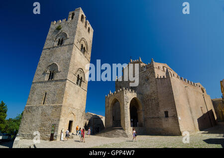 Kathedrale von Erice, Santa Maria Assunta, Chiesa Madre in Erice, Provinz von Trapani. Sizilien, Italien. Stockfoto