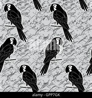 Nahtlose Muster, schwarzen und weißen Papageien Stock Vektor