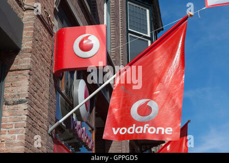 Vodafone Logo. Vodafone Group ist eine britische Telekommunikations-Unternehmen mit Hauptsitz in London und seinen Sitz in Stockfoto